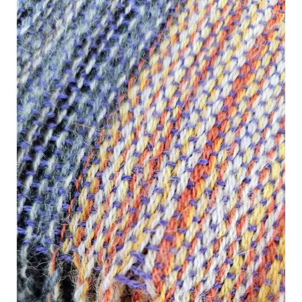 Tiahuanacu Brand 100% Alpaca Scarf Handmade in Bolivia Multicolor Tassels